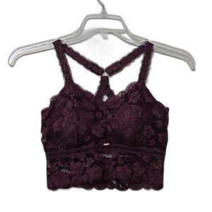 JADYK Juliette Lace Overlay Bralette Purple Size S/M Cup Lingerie Sexy Logo